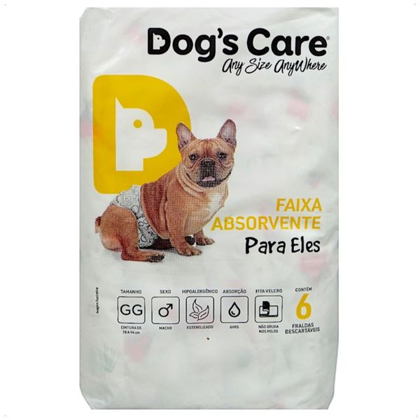 FRALDA HIGIÊNICA DESCARTÁVEL DOGS CARE GG 06 UN PARA CÃES MACHOS